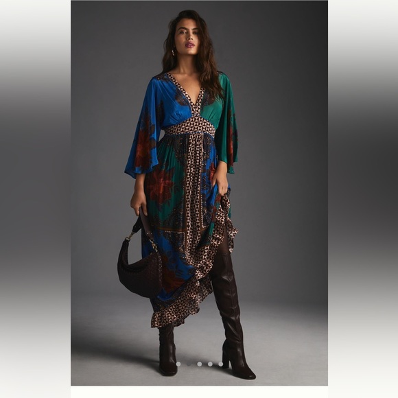 Farm Rio for Anthropologie Multicolor Floral Maxi Dress XL Petite - Picture 11 of 14
